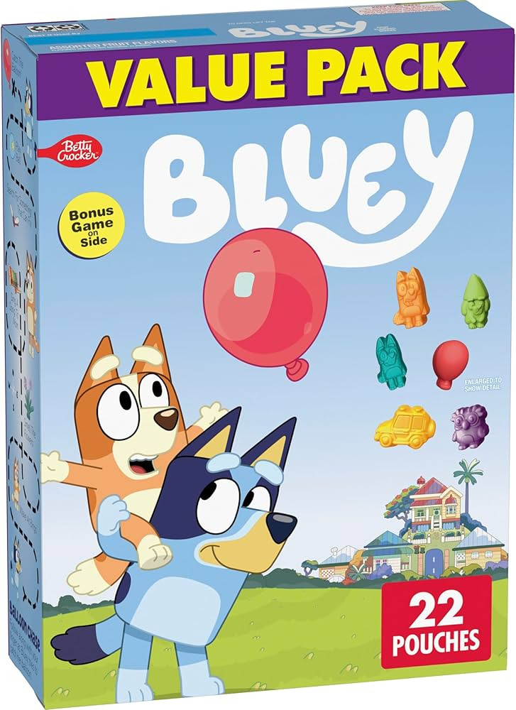 Bluey Fruit Flavored Snacks, Treat Pouches, Gluten Free Snack, Value Pack, 22 Ct, 17.6 oz | Amazon (US)