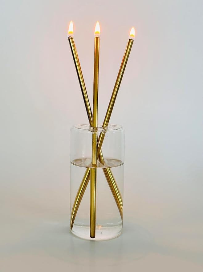 Elegant Metal Candle Stick in a Glass Vase with Clean Burning, Nontoxic, Unscented, Smokeless Oil... | Amazon (US)