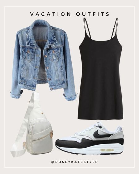 The perfect travel outfit does exist  

Black athletic dress, sneakers, crossbody sling bag, denim jacket, travel day 

#LTKOver40 #LTKFindsUnder100 #LTKStyleTip