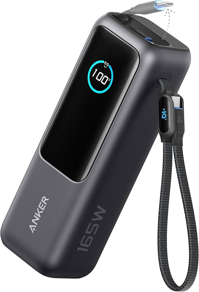 Anker Laptop Power Bank, 25,000mAh Portable Charger with Triple 100W USB-C Ports, Built-in Retrac... | Amazon (US)