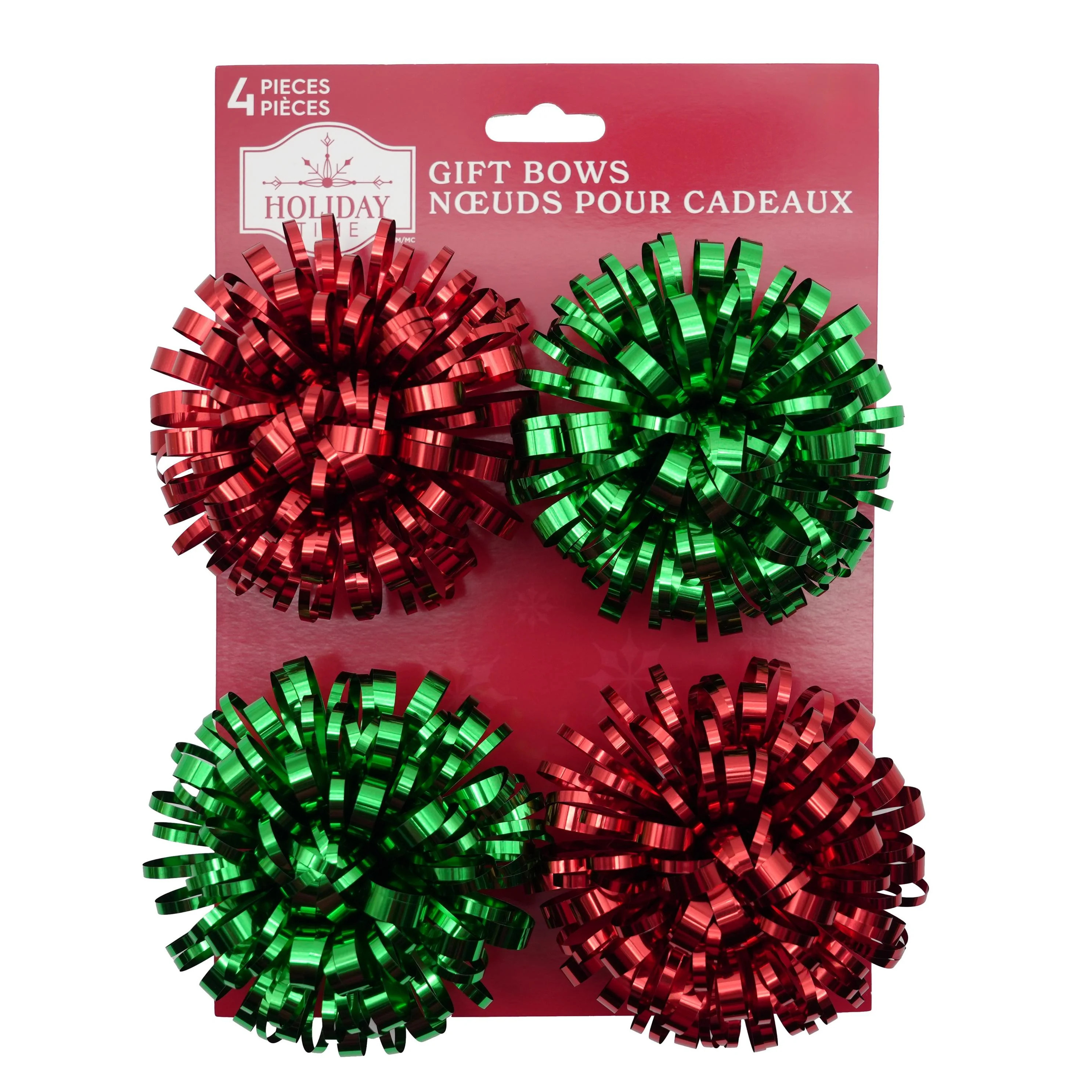 Holiday Time Traditional Fountain Gift Bows in Red and Green, 4 Count | Walmart (CA)