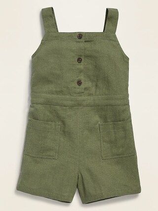 Sleeveless Linen-Blend Utility Romper for Toddler Girls | Old Navy (US)