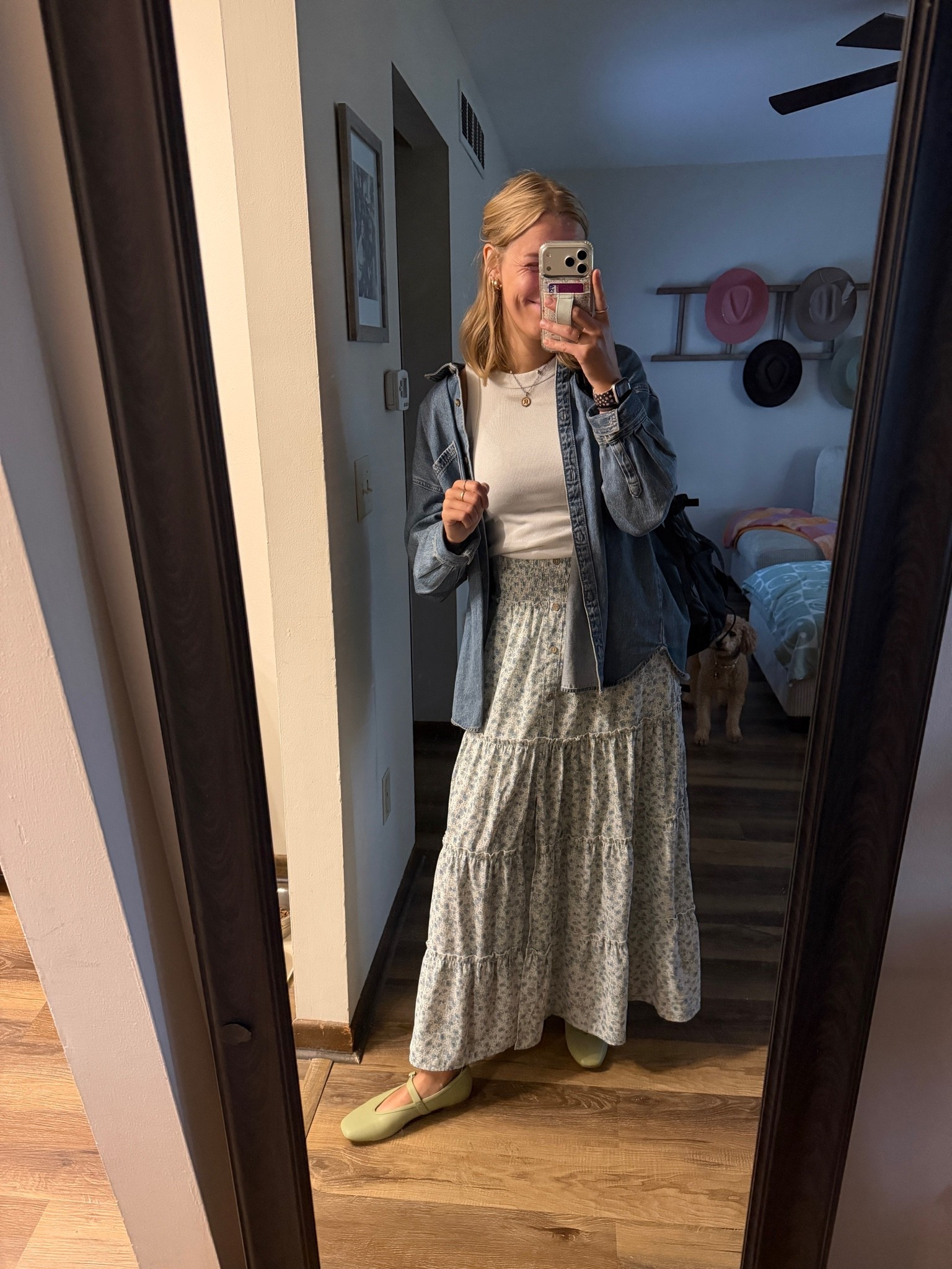 A simple office summer OOTD—06.01.26 🌤️

The CUTEST light green flats from Old Navy!!! 💚🍀🐸🍃🥑

size 8 for me and they fit perfectly 🤌🏻
small in floral skirt (from Lily’s but linking similar options)
large in denim shirt from Old Navy (sized up a couple sizes)
small tall in white fitted tank top from Old Navy

*linking up a bunch of other ballet flat options from Old Navy & @DSW  too — lots of cuuuute options for summer 🌸🍃☀️

summer footwear, spring deals, DSW finds, DSW shoes, DSW flats, DSW ballet flats, mary jane sandals, DSW deals, light green shoes, green shoes, trending footwear, spring outfits, skirt outfits, flowy skirts, Old Navy finds, Old Navy deals, Old Navy denim shirts, denim shirts, Amazon tops, Amazon fashion, Amazon finds, outfit of the day

#LTKootd #LTKSeasonal #LTKSaleAlert