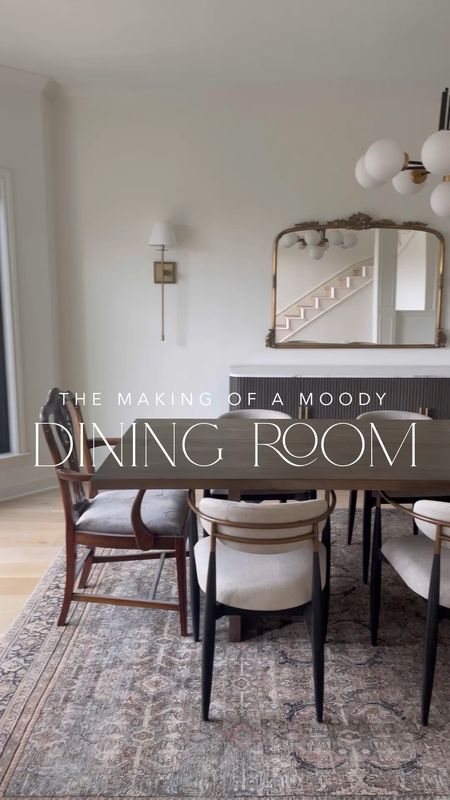 Moody dining room decor! 🖤

Dining chairs: Cary Linen
Dining table: 108” long
Rug: Olive/Charcoal ‘9x12’
Sideboard: Liath Smoke
Bar cart & floor candelabra are vintage! Paint color is Iron Ore by SW.

#LTKstyletip #LTKhome #LTKVideo