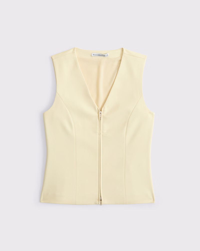 Abercrombie & Fitch Women's Tailored Zip Vest in Yellow - Size S | Abercrombie & Fitch (US)