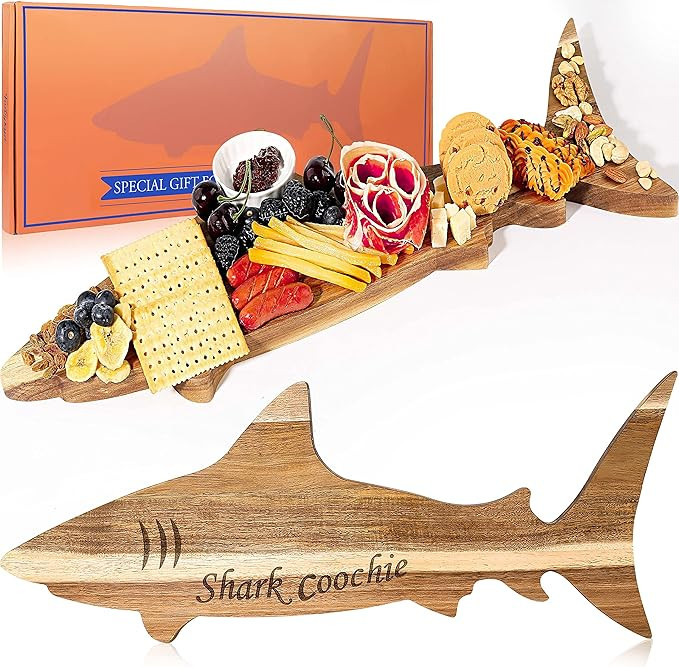 Faivykyd Funny Shark Charcuterie Board Housewarming Gift, Wood Cheese Serving Aperitif Board, Dec... | Amazon (US)