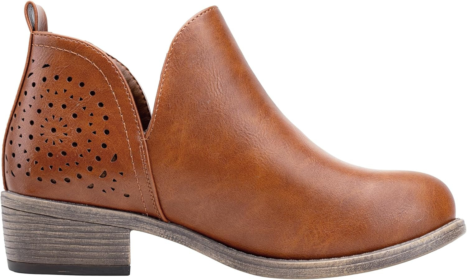 Vepose Women's Short Ankle Boots Low Heel, Western Cutout Perforated Booties | Amazon (US)