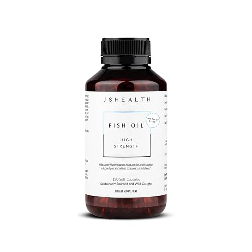 JSHealth High Strength Fish Oil Supplements - Omega 3 Fish Oil - Made with Wild-Caught Fish - Omega 3 Supplement, 120 Capsules | Amazon (US)