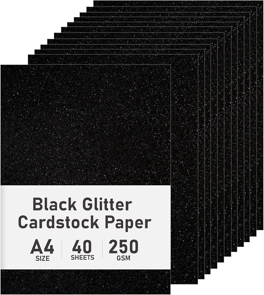 27 Sheets Black Glitter Cardstock Paper, 8.5 x 11 Inches Sparkling Card Stock Paper for Card Maki... | Amazon (US)