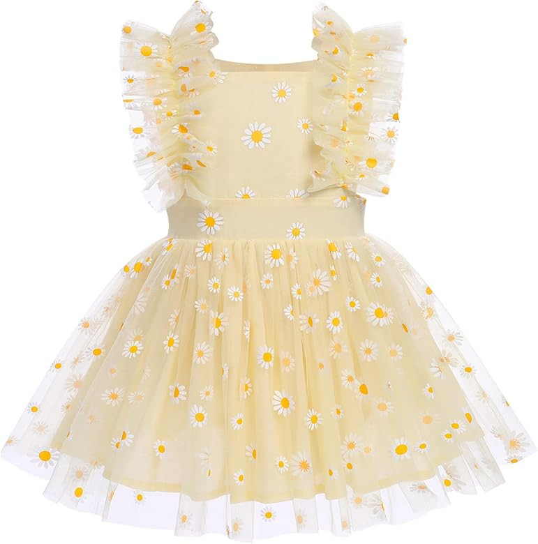 Baby Girls Sequins Romper Tutu Dress Flower Bowknot Dots Print Summer Flutter Sleeves Princess Bi... | Amazon (US)