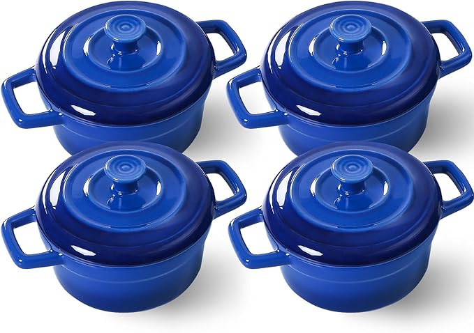 Lareina Mini Cocotte - 12oz Ceramic Casserole Dishes - Kitchen Casserole Sets With Handles And Li... | Amazon (US)