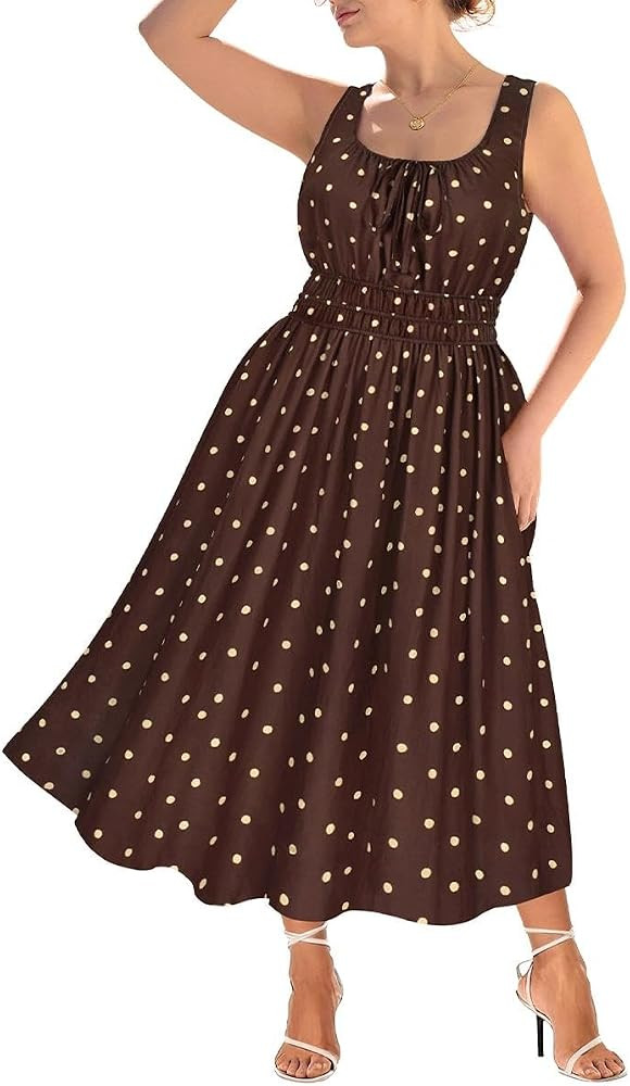 RITERA Women's Spaghetti Strap Dress Plus Size Boho Square Neck Maxi Dresses Beach Sundress Flora... | Amazon (US)