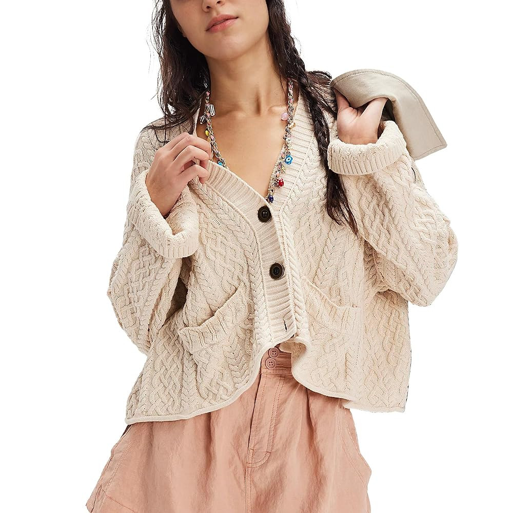 Hixiaohe Cropped Cardigan Sweaters for Women Long Sleeve Button Knit Sweater Fall Y2k Open Front ... | Amazon (US)