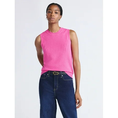 Free Assembly Women's Cozy Yarn Cable Sweater Shell, Sizes XS-XXL | Walmart (US)