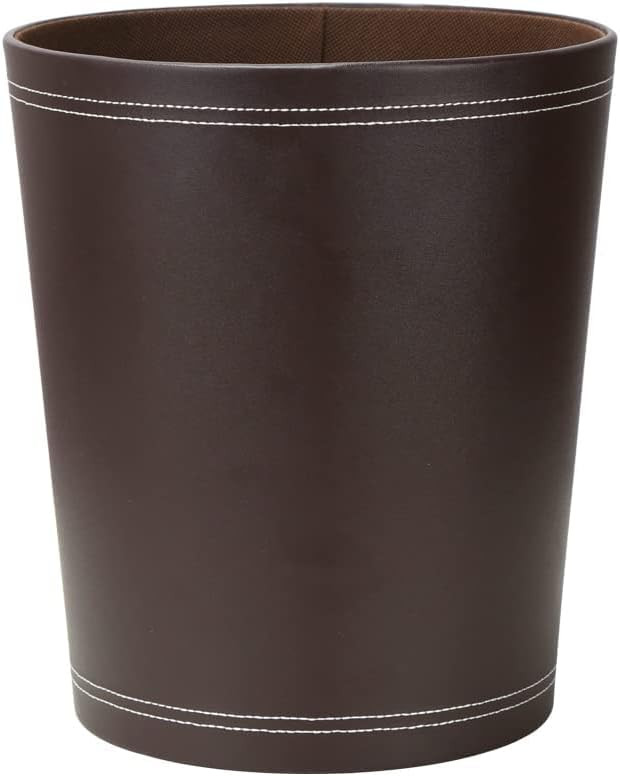 KINGFOM Classic Pu Leather Trash Can Wastebasket, Garbage Container Can for Bathrooms, Powder Roo... | Amazon (US)