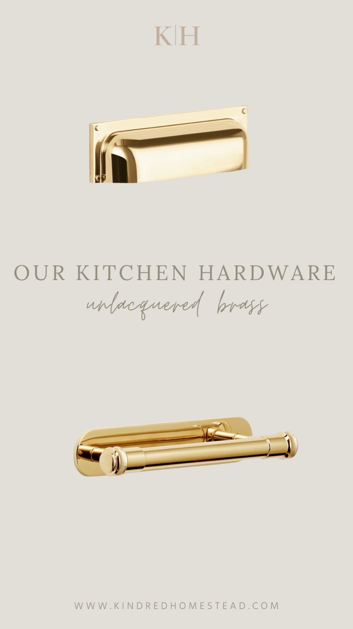 Our kitchen hardware features unlacquered brass drawer pulls from Rejuvenation to help bring a timeless yet collected design to our craftsman kitchen. 

#LTKHome