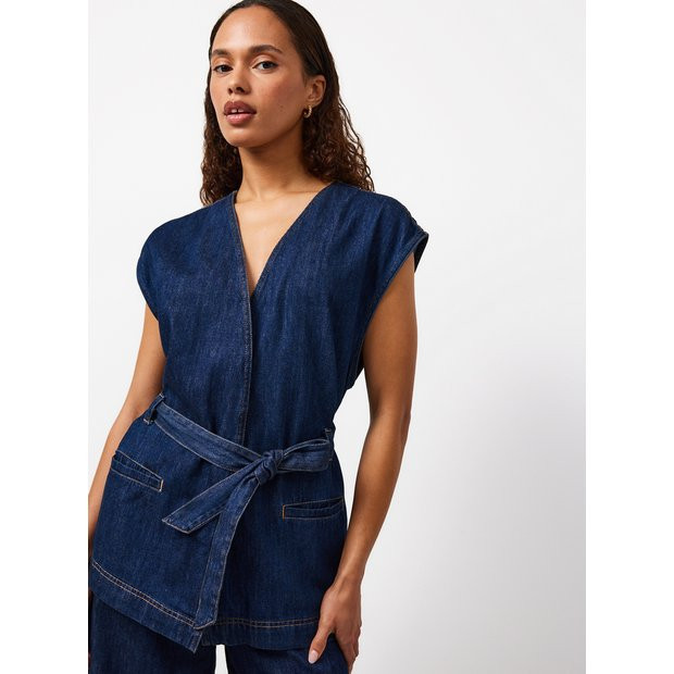 Buy Indigo Denim Sleeveless Kimono Style Co-ord Top 14 | Tops | Tu | Tu Clothing