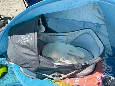Perfect beach and travel bassinet! Quickly unfold and place baby inside! It even comes with a bug net to protect baby from insects! We also used this pop up beach tent to block her from the sun!

#LTKFindsUnder100 #LTKBaby #LTKBump