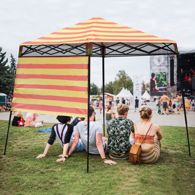 EAGLE PEAK 8x8ft Pop Up Canopy with Sidewall, 8x8 Base 6x6 Top, Orange Yellow Stripe | Target