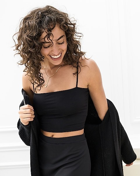 Body Contour Double Layer Cropped Square Neck Cami | Express