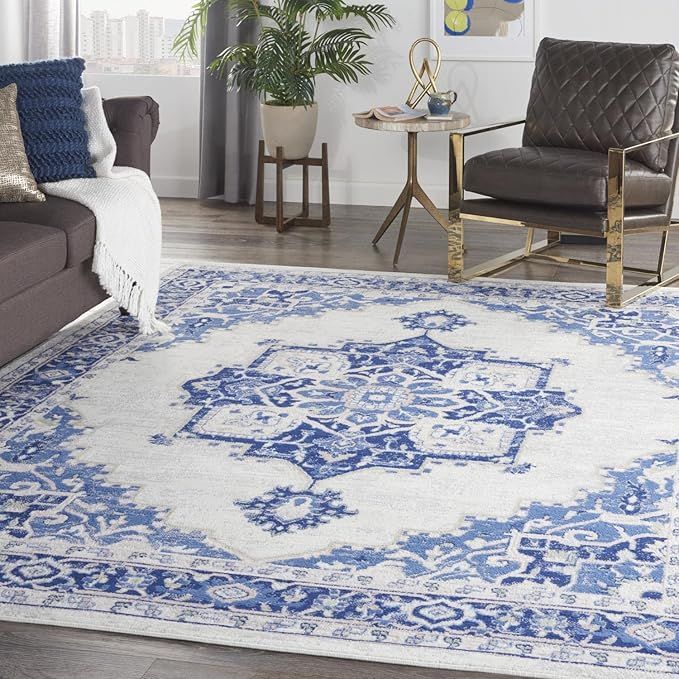 Nourison Whimsicle Persian Ivory Blue 8' x 10' Area Rug, Easy Cleaning, Non Shedding, Bed Room, L... | Amazon (US)