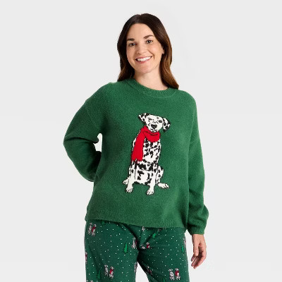 Women's Dalmatian Holiday Matching Family Sweater - Wondershop™ Green L | Target