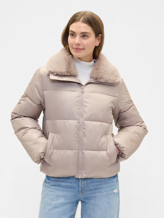 100% Recycled Relaxed Short Puffer Jacket | Gap Factory