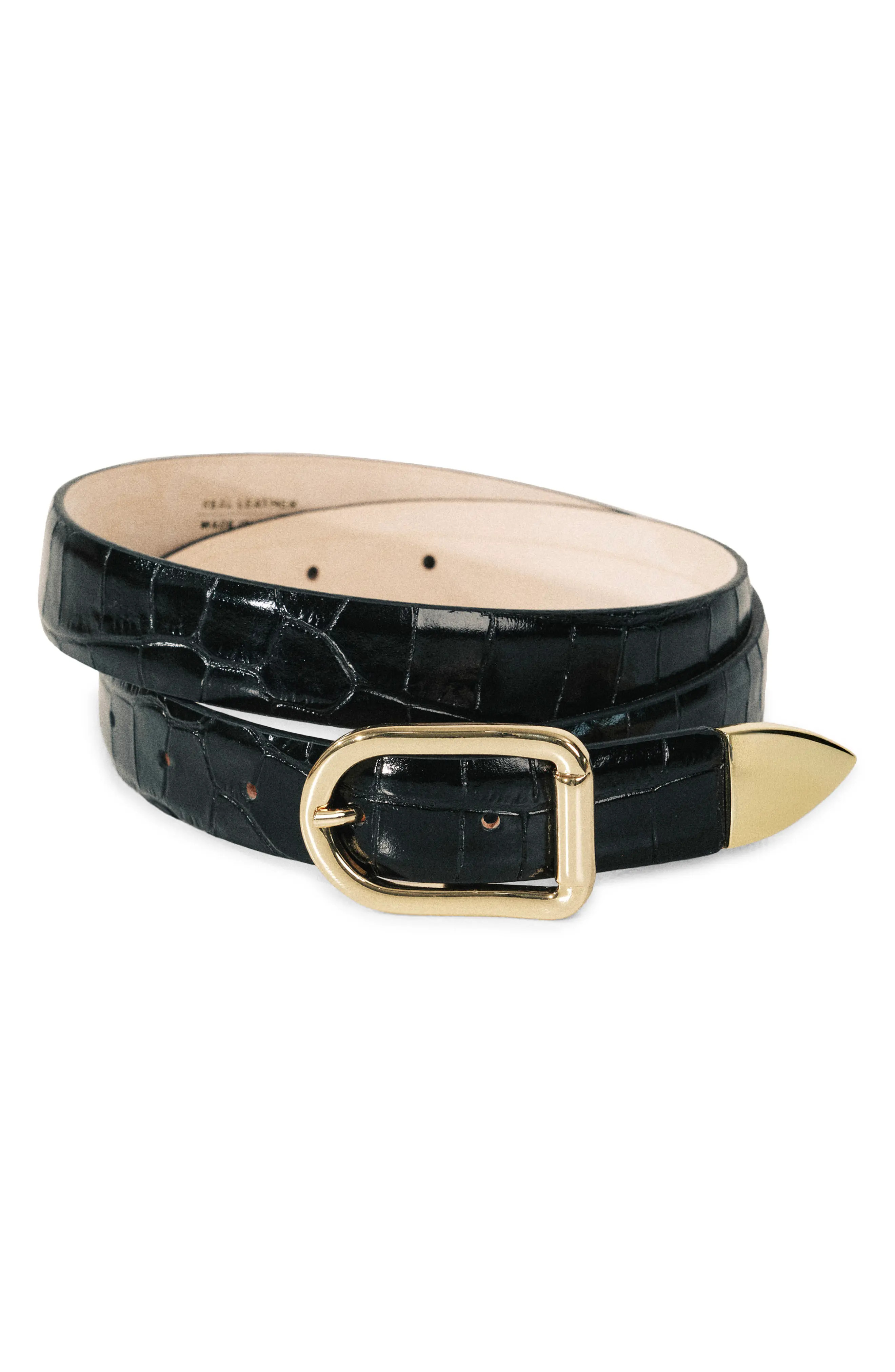 D\u00e9hanche Mija Croc-Embossed Leather Belt (Women) | Nordstrom | Nordstrom
