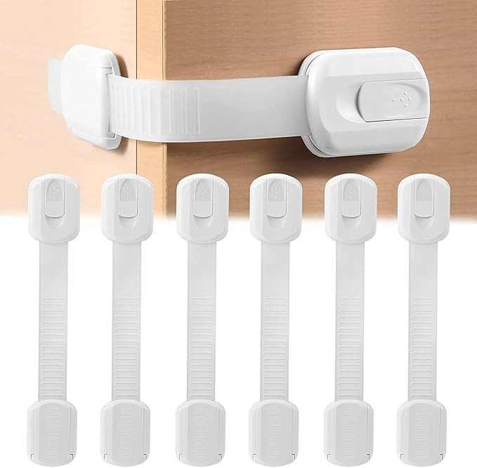 Safety Strap Locks (6 Pack) for Fridge,Cabinets,Drawers,Dishwasher & More,Toilet- Adjustable Stra... | Amazon (US)