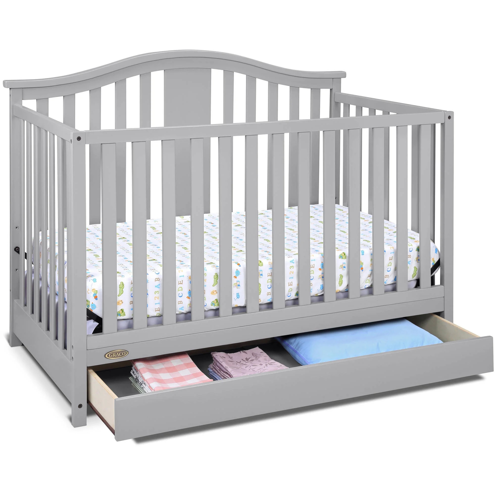 Graco Solano 4 in 1 Convertible Crib with Drawer Pebble Gray | Walmart (US)