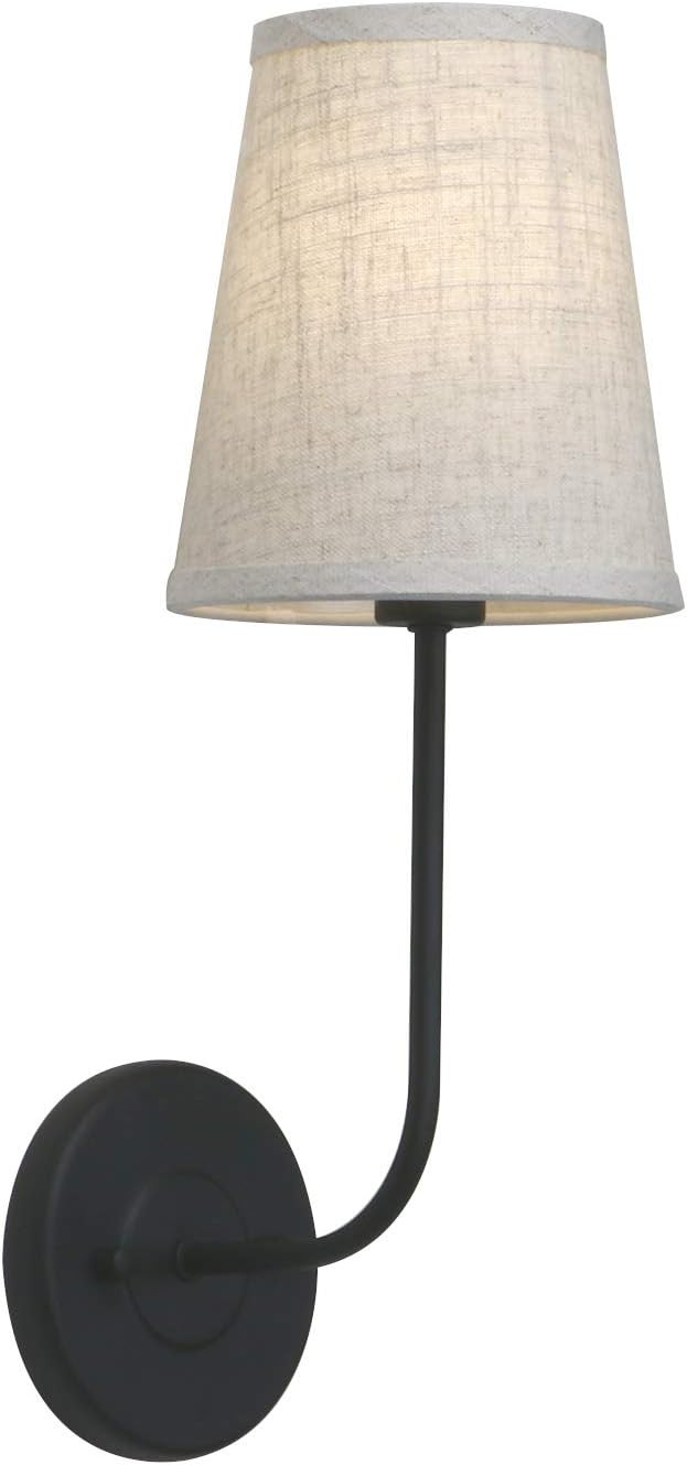 PERMO Single Classic Rustic Industrial Wall Sconce Light Fixture with Flared Funnel Linen Fabric ... | Amazon (US)