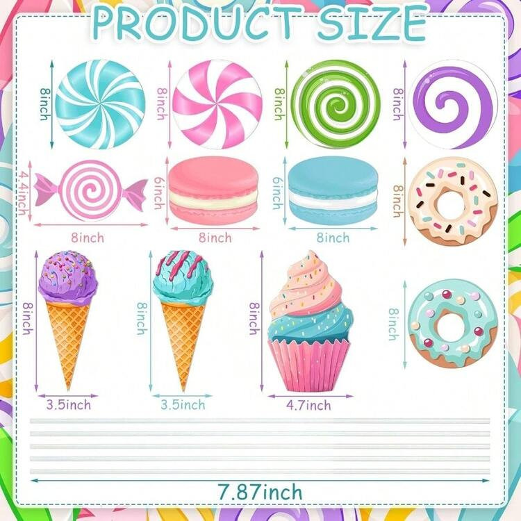 12 Pcs 8'' Large Pastel Candy Ornaments Tree Decorations Candy Lollipop Cake Ornaments Xmas Tree Topper Indoor Home Office Holiday Vase Gifts Party Decor | SHEIN