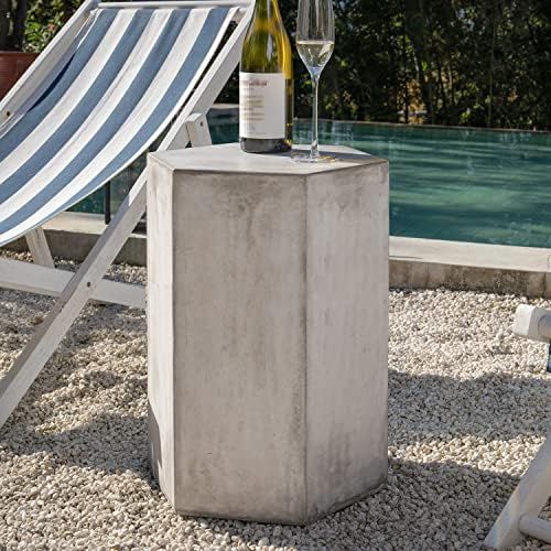 COSIEST Concrete Accent Table, Hexagon Patio Side Table 14.5''Wx20''H, Modular Design Indoor Outd... | Amazon (US)