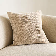 Sashiko Organic Cotton Velvet 20"x20" Travertine Beige Throw Pillow with Down-Alternative insert ... | Crate & Barrel