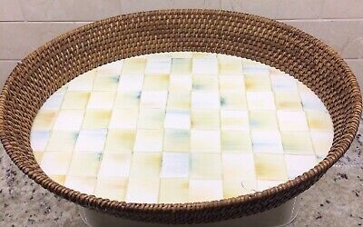 MacKenzie-Childs Parchment Check Rattan & Enamel Tray - LARGE -   | eBay | eBay US