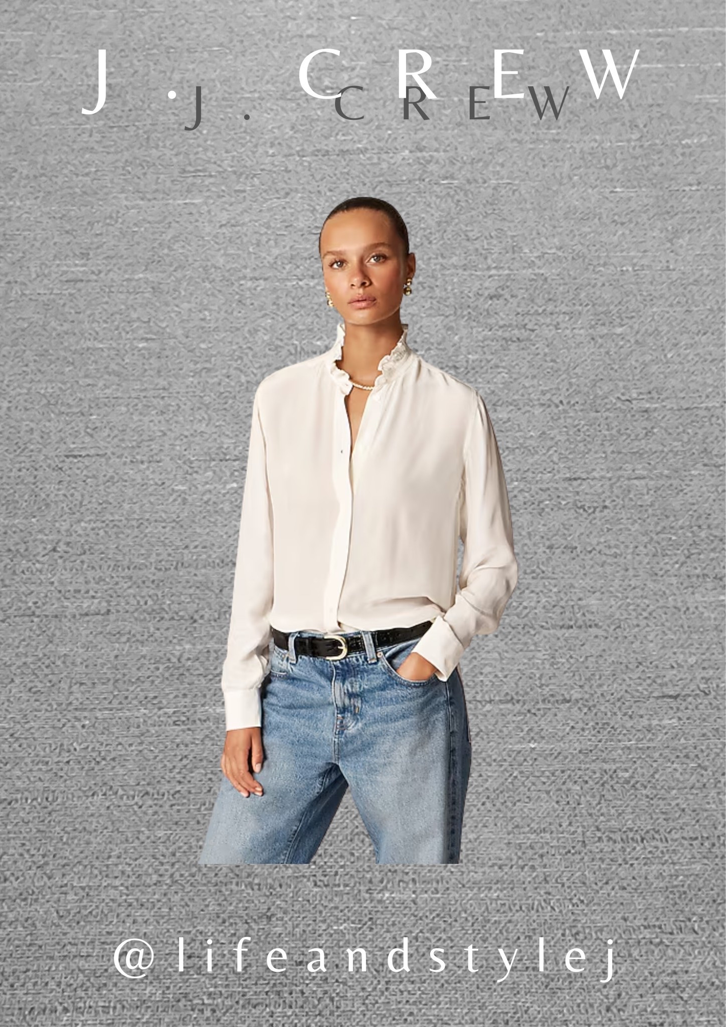 The Jules ruffle collar shirt in crepe de chine brings soft elegance to midlife style with a lightweight drape that feels timeless and chic. Style it with tailored pants or a midi skirt, add a simple heel or flat, and keep jewellery minimal for an effortless ageless look. #midlifefashion #agelessstyle #timelesstops #modernclassic #elegantstyle 

#LTKOver40 #LTKU #LTKSeasonal