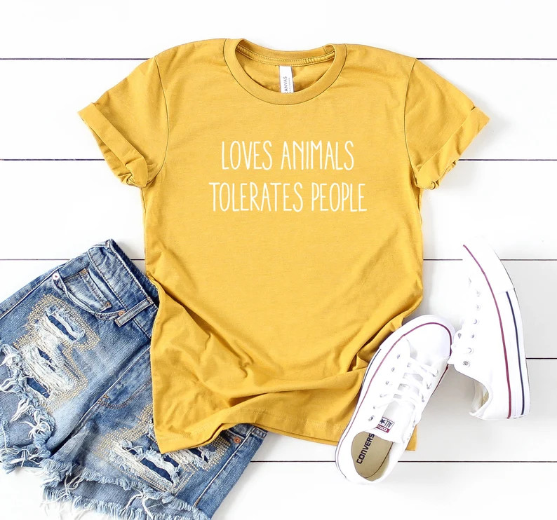 Loves Animals Tolerates People Shirt | Shirt for Dog Mom | Shirt for Vet | Gift for Dog Mom | Pet... | Etsy (US)
