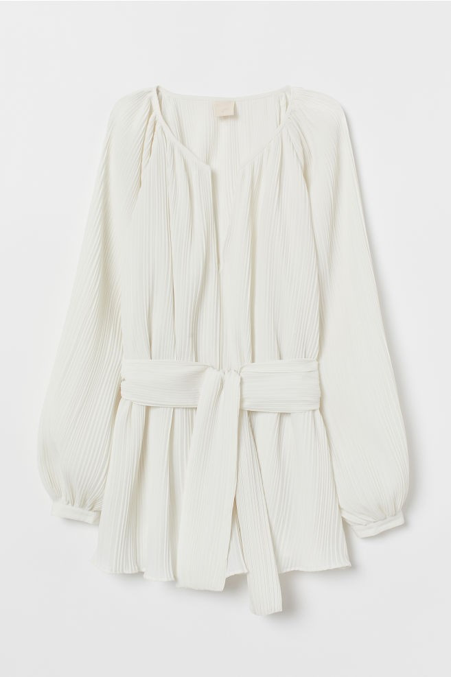 Plissierte Bluse mit Gürtel | H&M (DE, AT, CH, NL, FI)