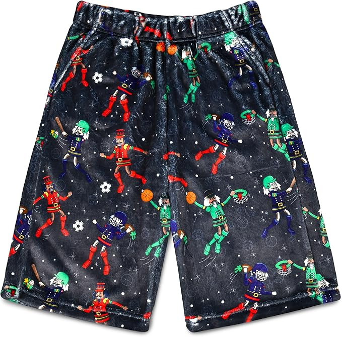 iscream Big Boys Silky Soft Plush Fun Print Fleece Shorts - Holiday Friendship Collection | Amazon (US)