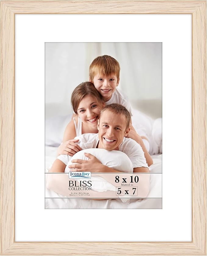 Icona Bay 8x10 Light Oak Picture Frame with Removable Mat for 5x7 Photo, Modern Style Wood Compos... | Amazon (US)