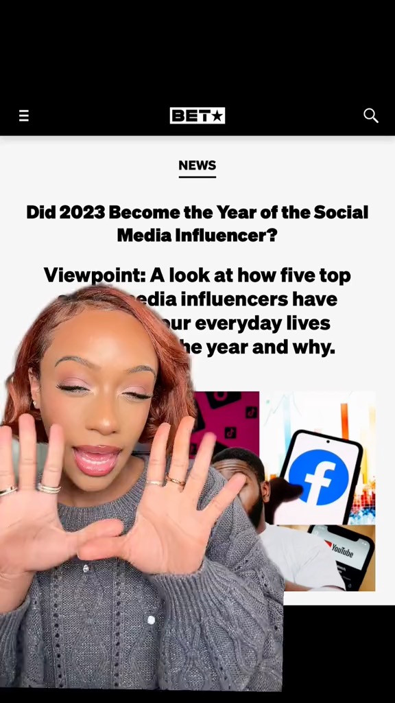 thank you @BET Networks  for naming me one of the top influencers for 2023 (next to legends Keith Lee & Kai Cenat??????? like??? HELLO?????) 😭💕 the price for 2024 is going up BTW #blackgirltiktok 

 