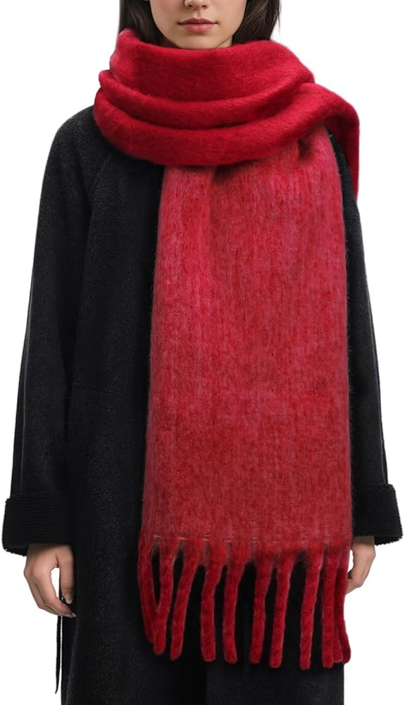 Winter Scarf for Women - Mohair Winter Scarf 91"×16", Soft Warm Scarves for Women/Men, Soft Chun... | Amazon (US)