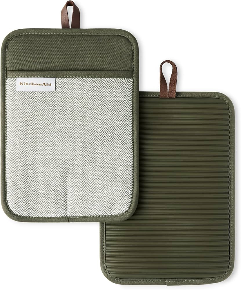 KITCHENAID® Evergreen Design Series Herringbone Ribbed Soft Silicone Pot Holders 2-Pack Set, Hea... | Amazon (US)