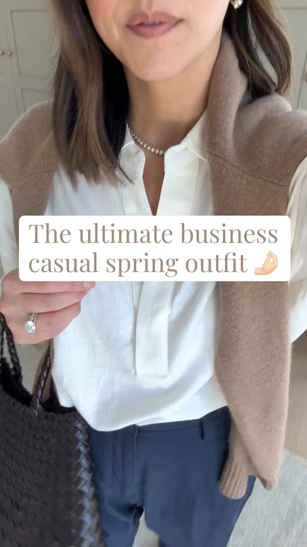 These trousers are so good! I’m in the regular length. Grabbed multiple colors 🤌🏻 

New linen popover top that’s under $40. A great price that can be worn to the offices, casually, and even dressed up. 

Banana Reliblic Factory top xs
Madewell trouser regular 2
Loeffler Randall flats 5.5
Quince cashmere sweater xs
Celine sunglasses 
Eclectic Picks earrings
Dorsey James enclave 15”
Dragon Diffusion Santa Croce

Spring outfits 2026, work outfits, business casual, petite style 

#LTKootd #LTKOver40 #LTKPetite