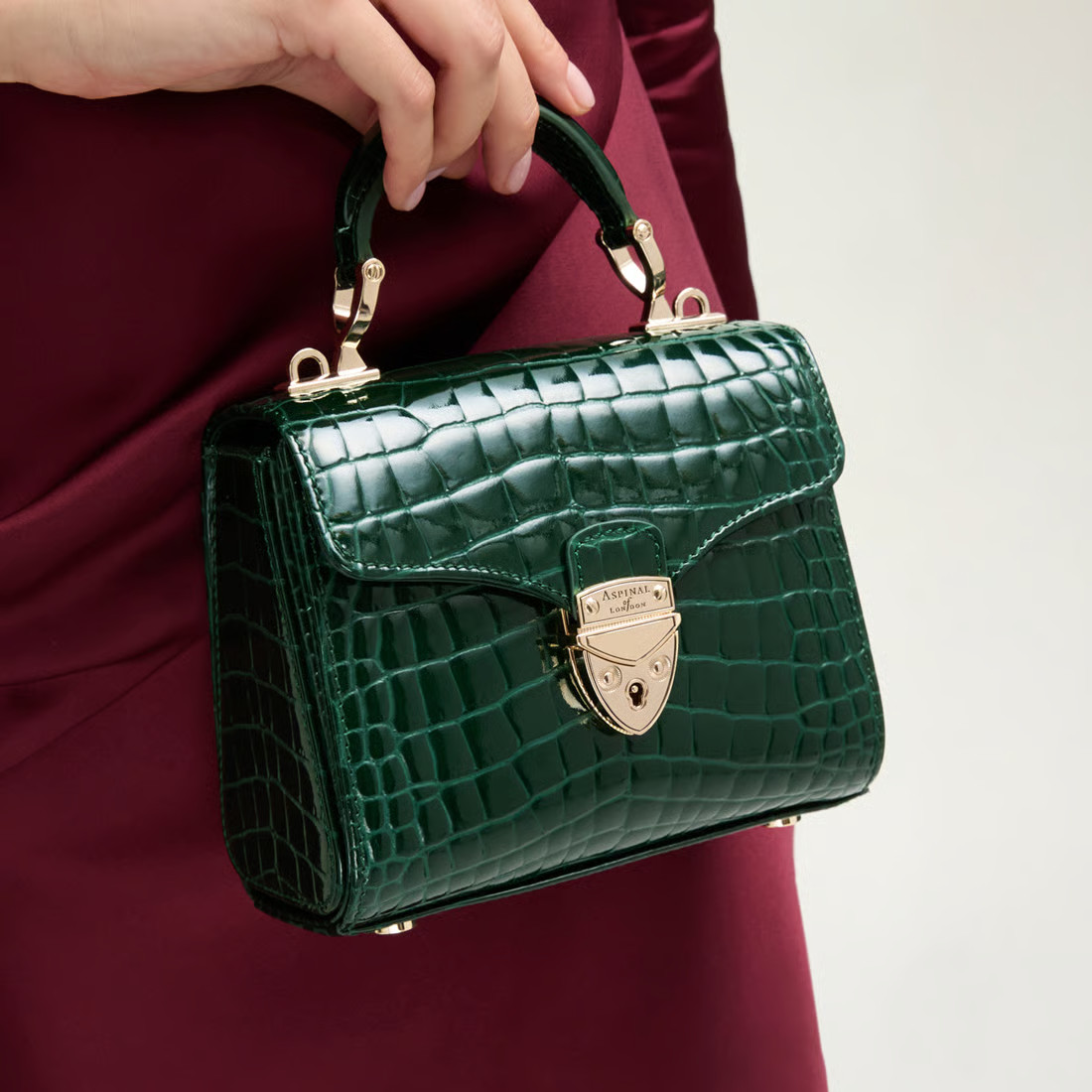 Mini Mayfair®

        
            
            Evergreen Patent Croc | Aspinal of London