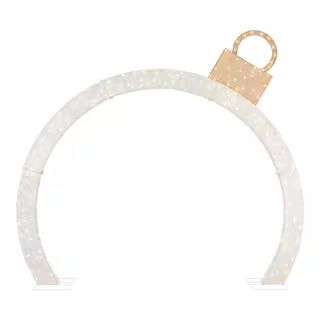 9 ft. Warm White-Cool White Glimmer Ornament Arch Holiday Yard Decoration | The Home Depot