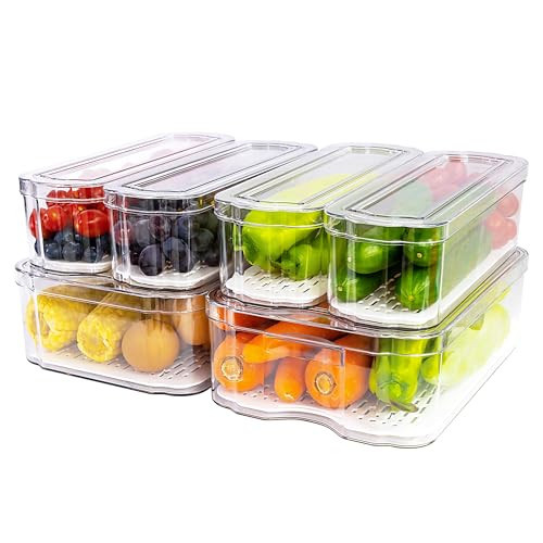 SMRCAD Fridge Organizers and Storage, 6 Pack Clear Freezer Organizer Bins with Lids for Kitchen, Pantry, Refrigerator, Food, Fruit, Vegetable Storage | Amazon (US)