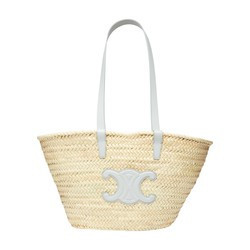 Medium Triomphe Celine classic panier in palm leaves and calfskin - CELINE | 24S (APAC/EU)