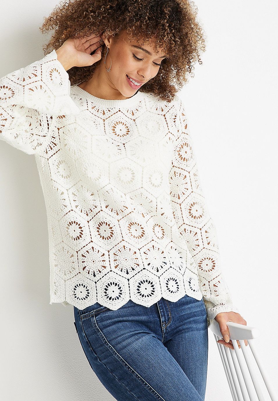 Crochet Bell Sleeve Sweater | Maurices