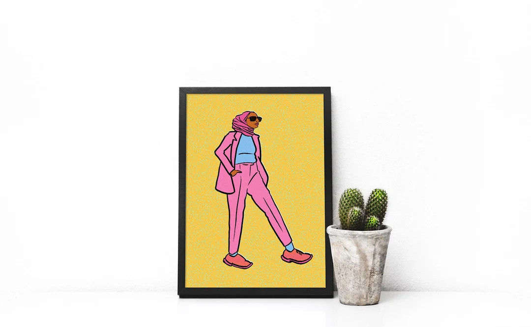 Khadija Art Print: Black Girl Illustration, Hijabi Portrait - Etsy | Etsy (US)